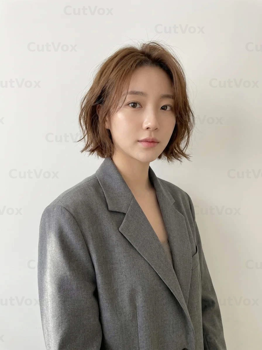 단발 텍스처 윈드펌 - 이미지 1