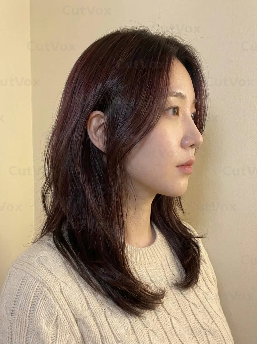 와인 브라운 레이어드 컷 - 이미지 3