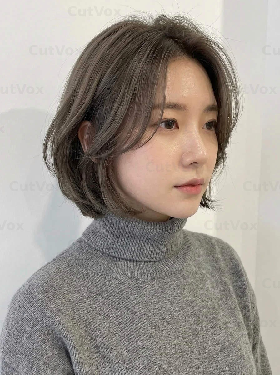 무드 애쉬 레이어드 단발 - 이미지 1